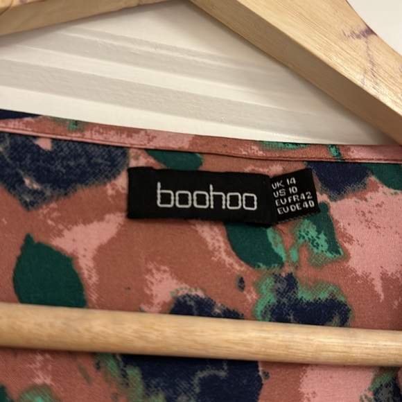 Boohoo Floral Print Satin Wrap Midi Dress - Picture 7 of 8